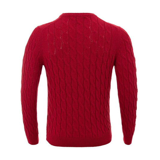 优雅深红色棉质经典毛衣