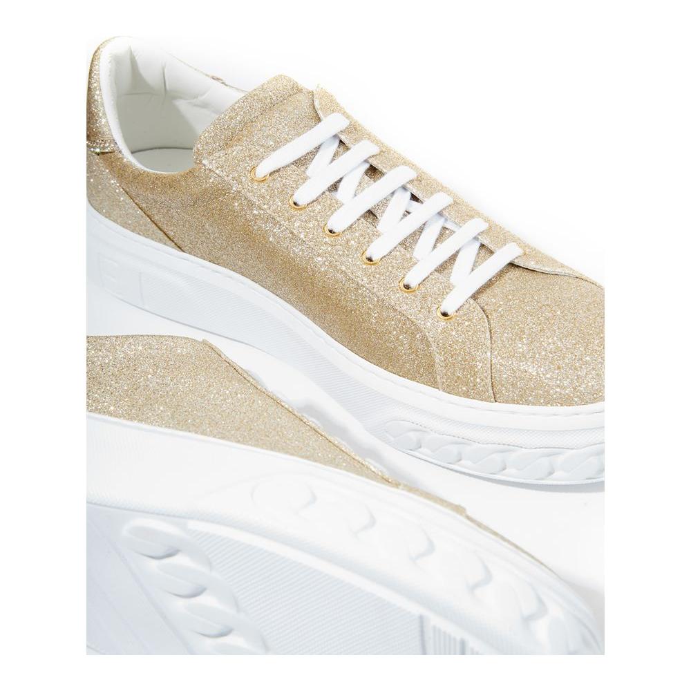 Casadei Elegant Gold Leather Sneakers elegant-gold-leather-sneakers