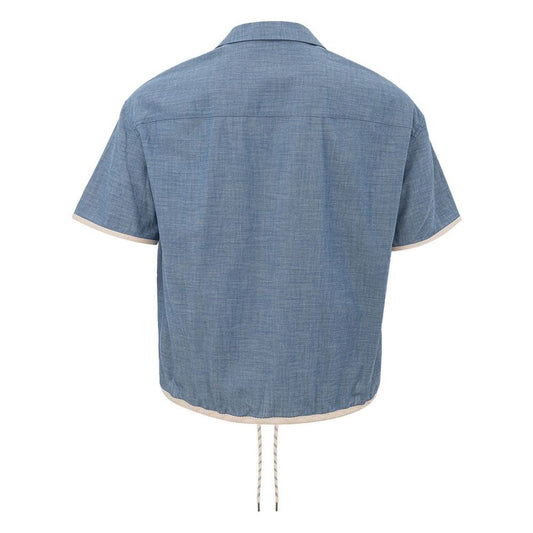 Armani Exchange Sleek Light Blue Cotton Men's Shirt sleek-light-blue-cotton-mens-shirt