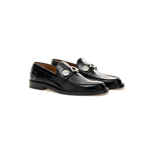 Elegant Leather Flat Shoes in Timeless Black