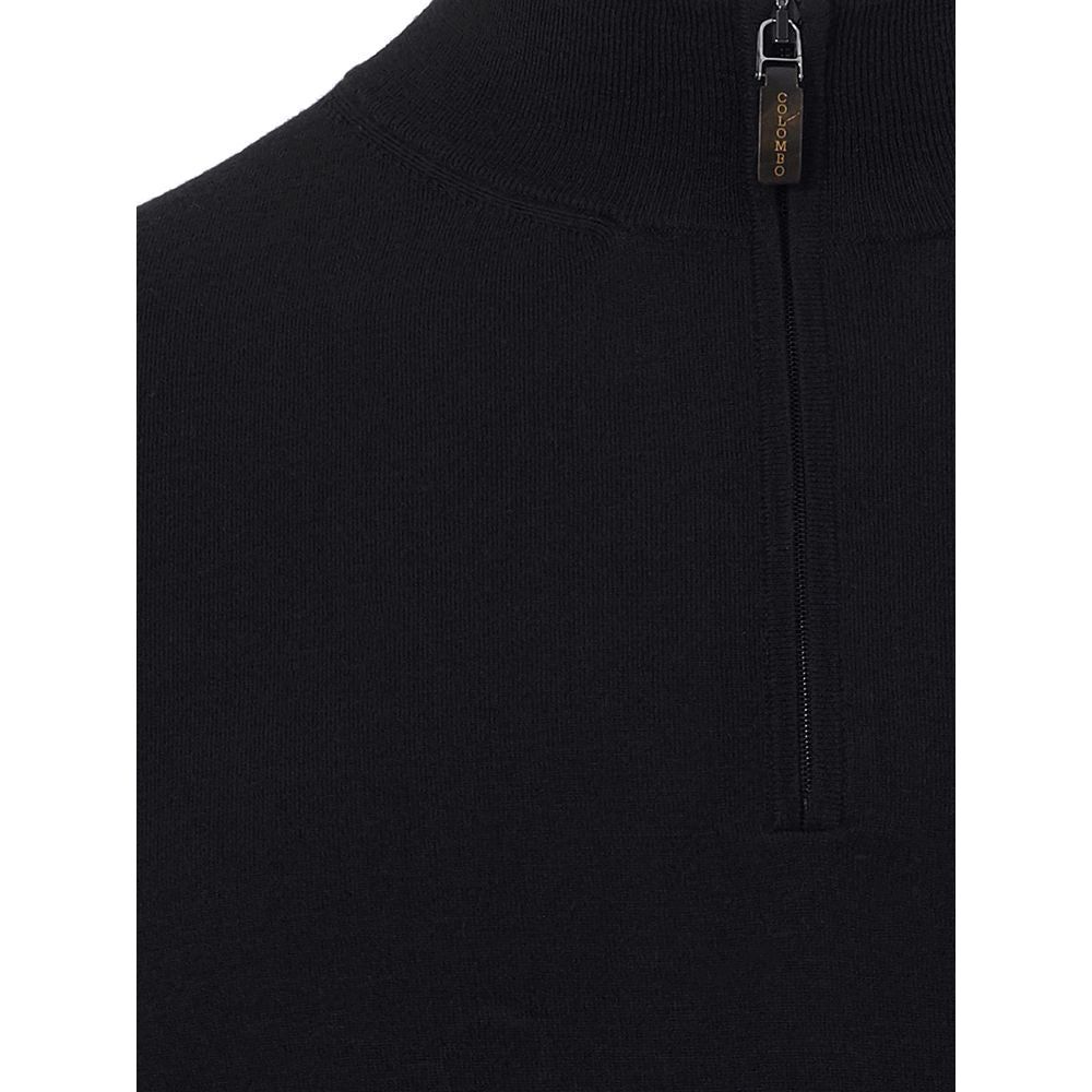 Colombo Italian Cashmere Men's Luxe Black Sweater elegant-black-cashmere-mens-sweater