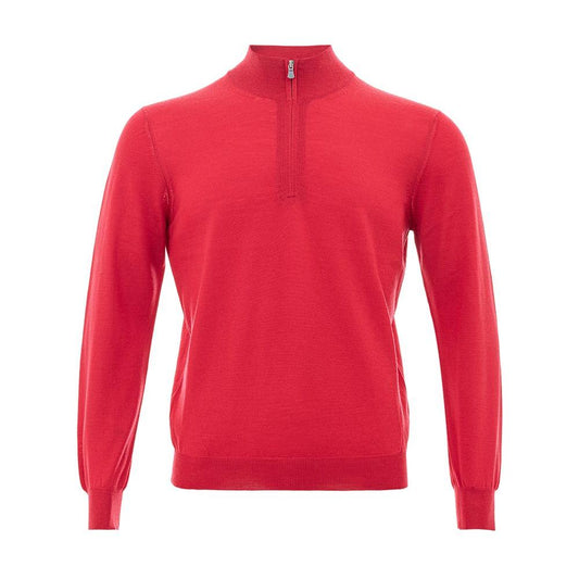 Elegant Crimson Wool T-Shirt for Men