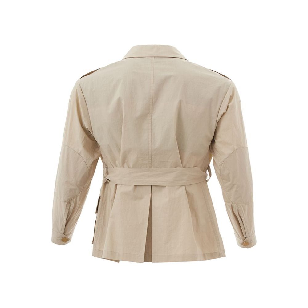 Sealup Elegant Beige Cotton Jacket for Stylish Women beige-cotton-chic-jacket