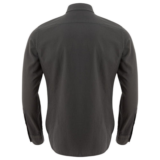 Tom Ford Elegant Gray Cotton Shirt for Men chic-gray-cotton-shirt-for-sophisticated-style