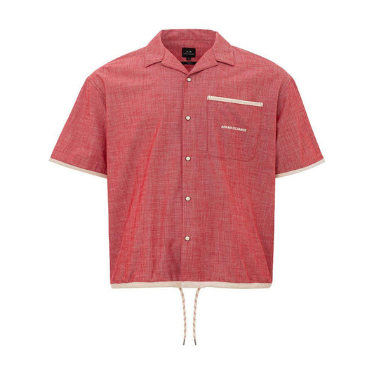 Armani Exchange Crimson Cotton Classic Men's Shirt sleek-crimson-cotton-shirt-for-men