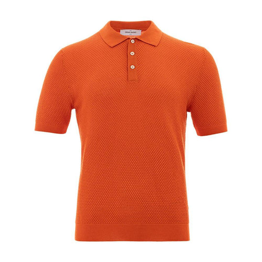 Italian Cotton Orange Polo Shirt for Men
