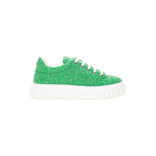 Casadei Emerald Elegance Leather Sneakers elegant-green-leather-sneakers