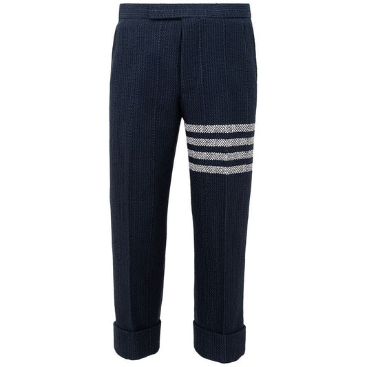 Thom Browne Elevate Your Style with Sleek Acrylic Pants elevate-your-style-with-sleek-acrylic-blue-pants
