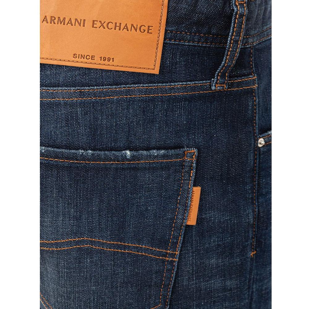 Armani Exchange Chic Blue Cotton Trousers for Modern Men elevated-essentials-blue-cotton-pants