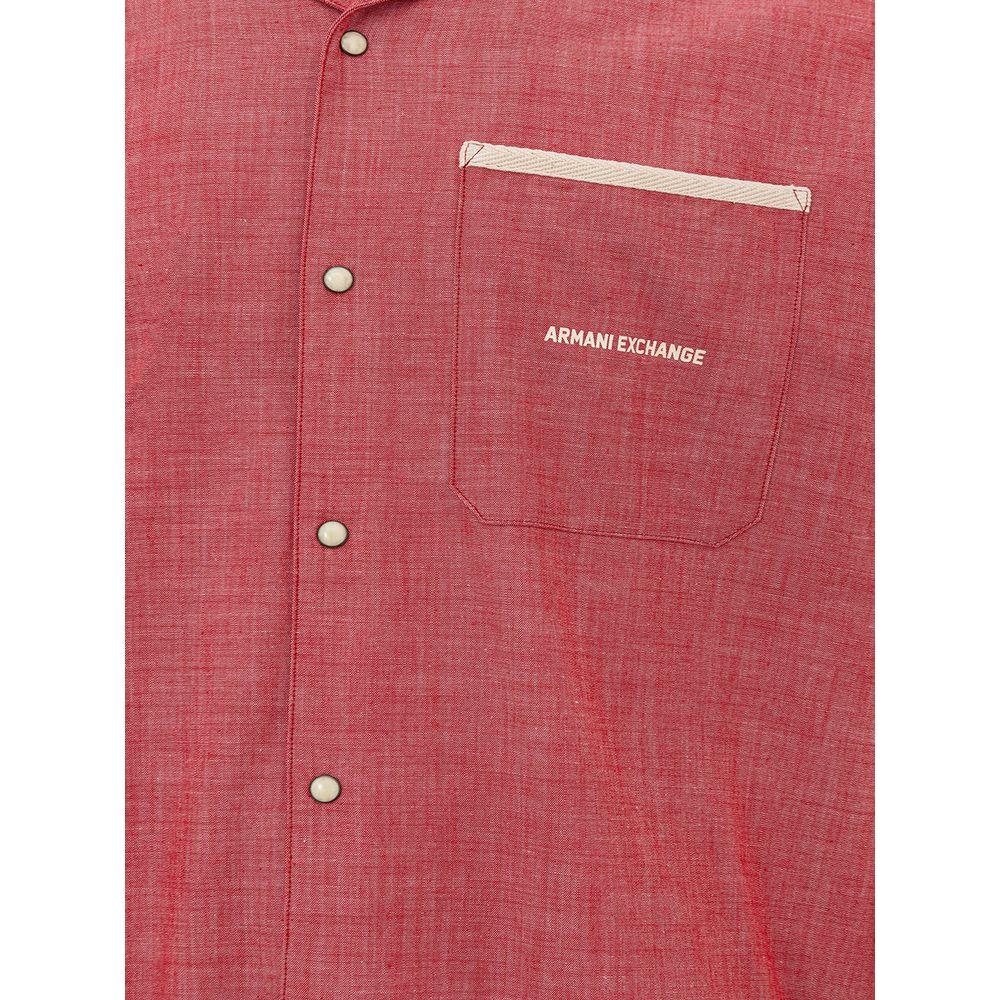 Armani Exchange Crimson Cotton Classic Men's Shirt sleek-crimson-cotton-shirt-for-men