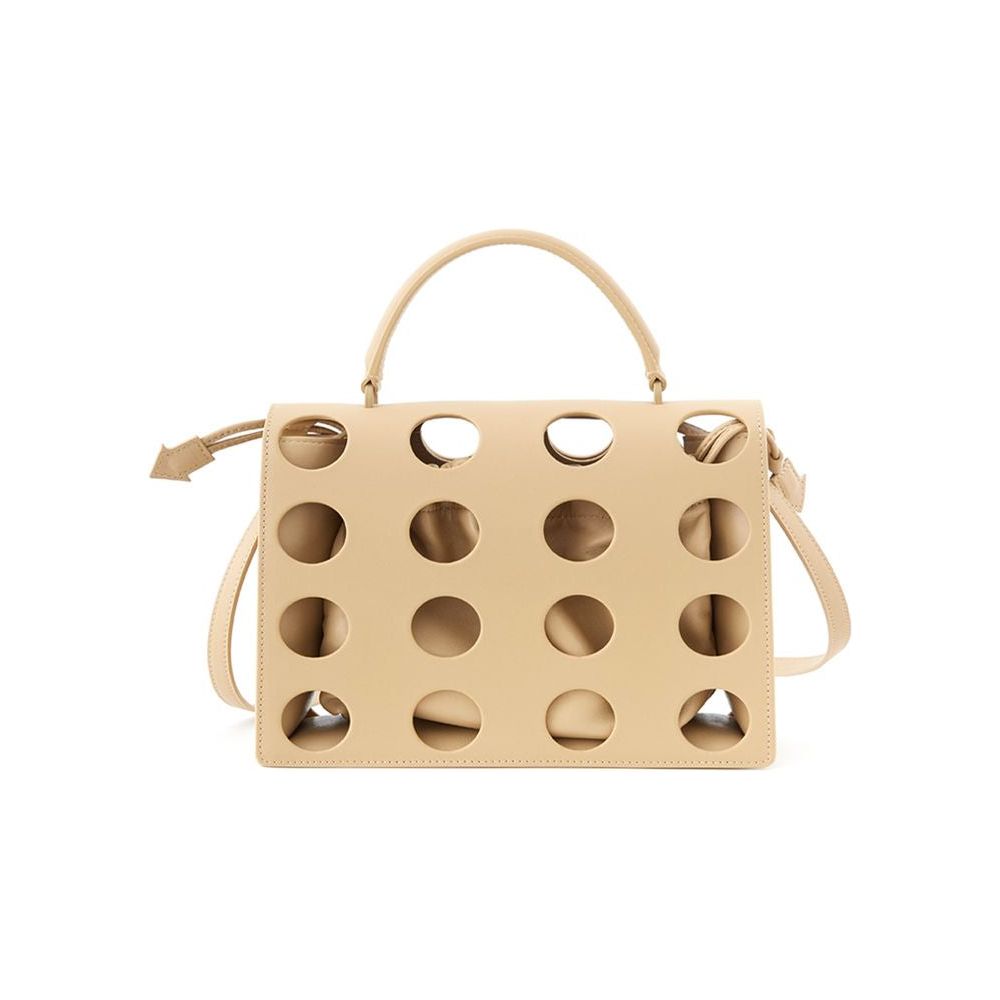 Off-White Chic Beige Leather Handbag for Sophisticated Style beige-leather-handbag-elegance-meets-function