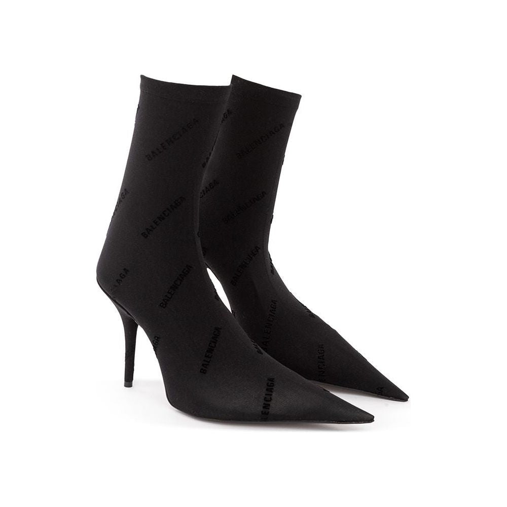 Balenciaga Elegant Black Spandex Statement Boots black-spandex-boot