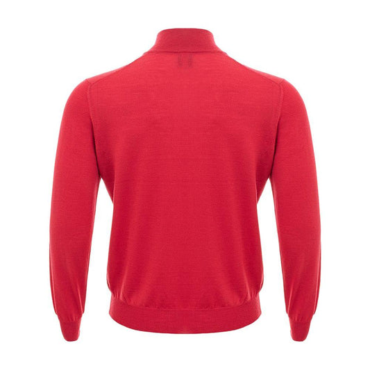Elegant Crimson Wool T-Shirt for Men