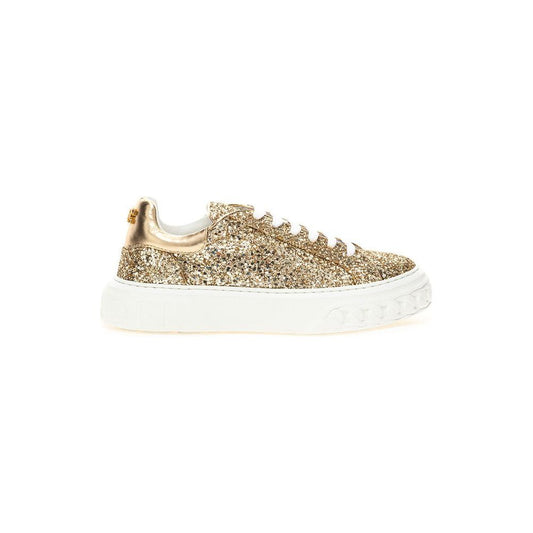 Casadei Gold Leather Sneakers Elegance gold-leather-sneakers-elegance