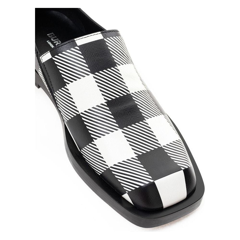 Burberry Black And White Leather Flat Shoe black-and-white-leather-flat-shoe