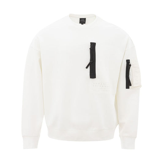 Armani Exchange Sleek White Cotton Sweater for Men sleek-white-cotton-sweater-for-men