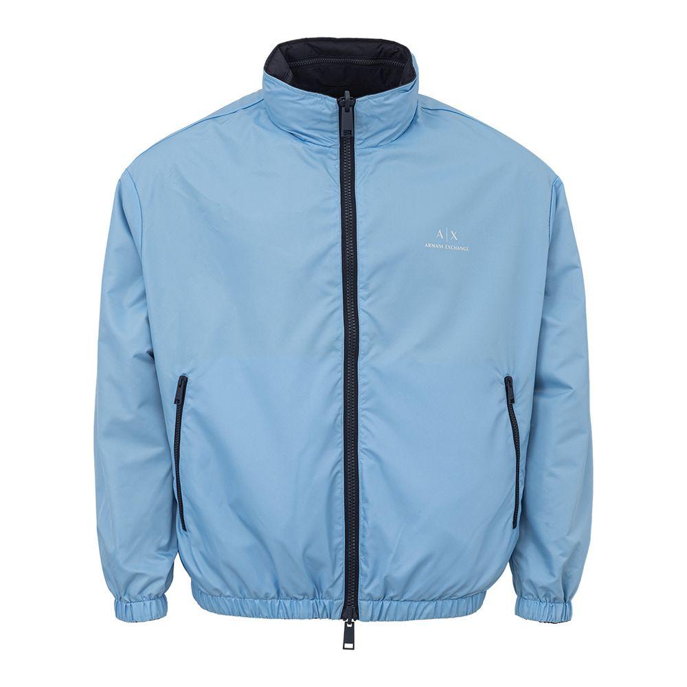 Armani Exchange Elegant Blue Polyester Jacket for Men elegant-blue-polyester-jacket-1