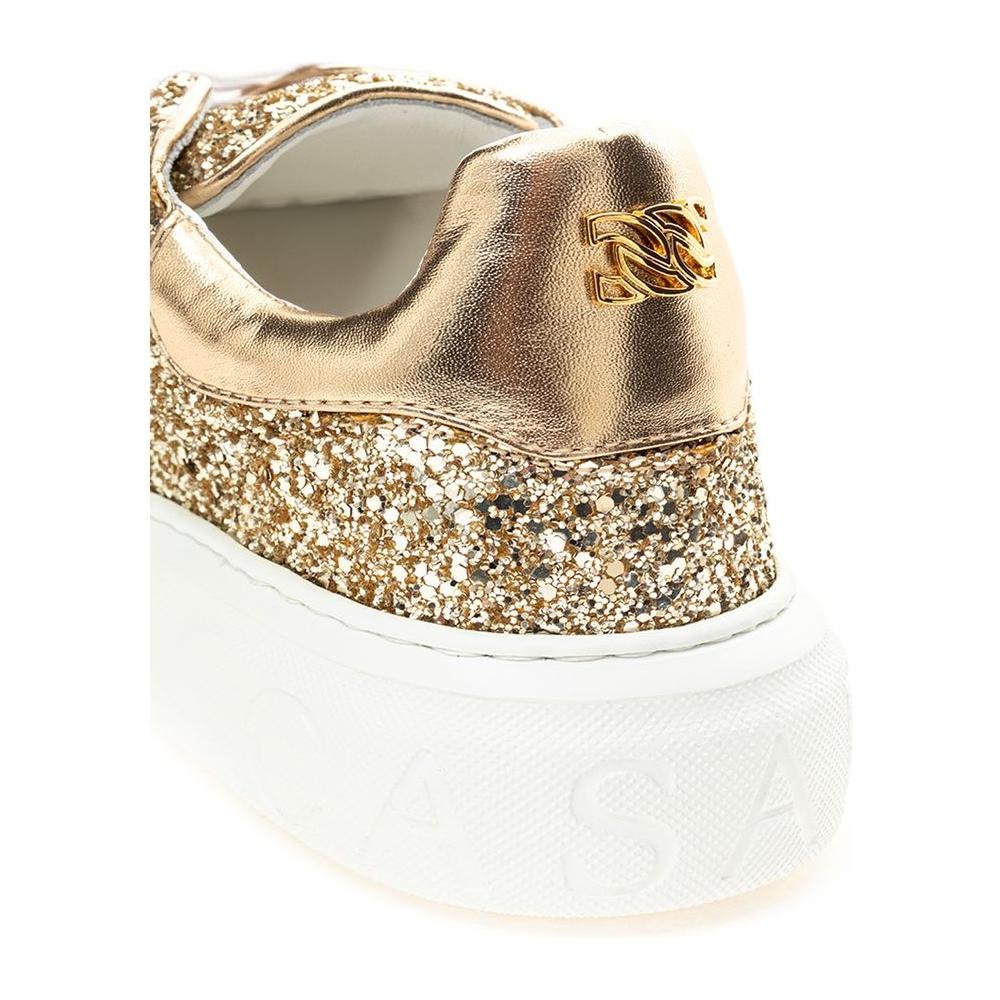 Casadei Casadei Gold Leather Sneakers gold-leather-sneakers-elegance