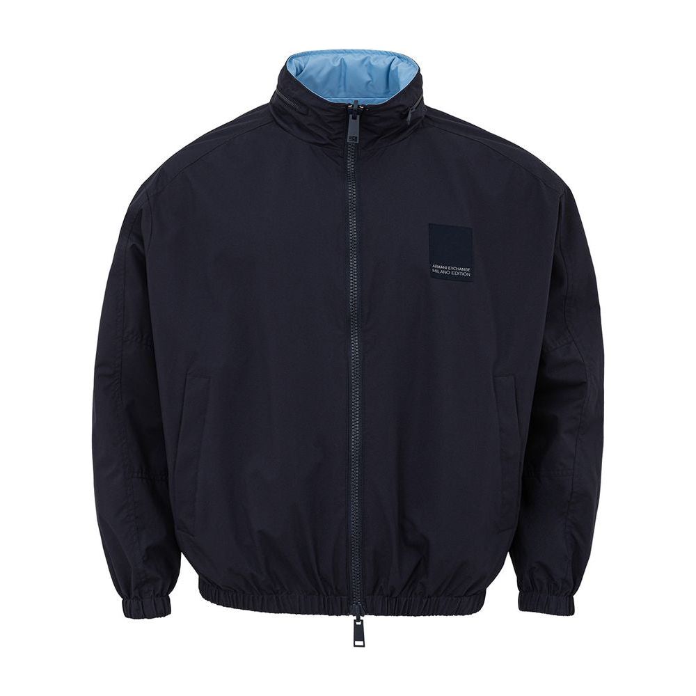 Armani Exchange Elegant Blue Polyester Jacket for Men elegant-blue-polyester-jacket-1