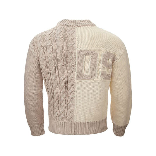 GCDS Chic Beige Wool Sweater for the Stylish Man beige-wool-cozy-statement-sweater