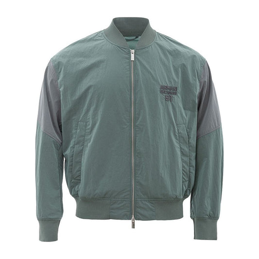 Armani Exchange Sleek Polyamide Green Jacket sleek-polyamide-green-jacket
