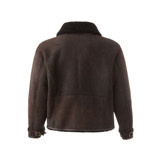 Lardini Elegant Brown Montone Leather Jacket elegant-brown-montone-leather-jacket