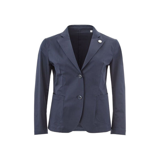 Lardini Elegant Cotton Blue Jacket for Stylish Women elegant-cotton-blue-jacket-for-stylish-women