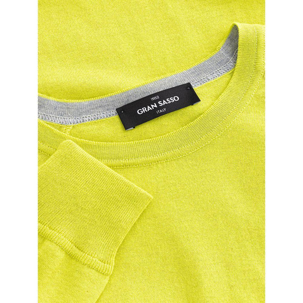 Gran Sasso Sunny Yellow Italian Cotton Sweater radiant-yellow-italian-cotton-sweater