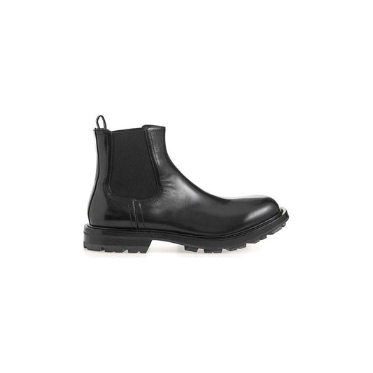 Sleek Black Leather Boots for Men