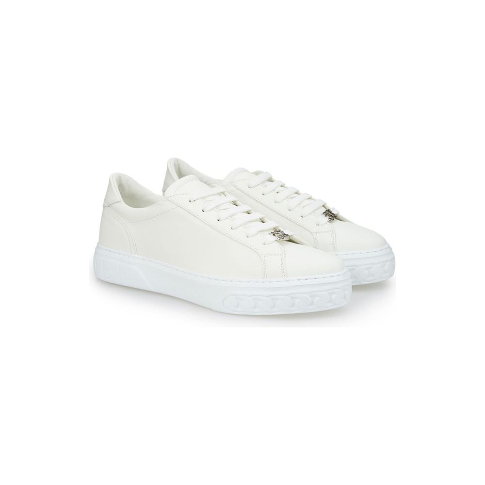 Casadei Sleek White Leather Sneakers italian-leather-chic-white-sneakers