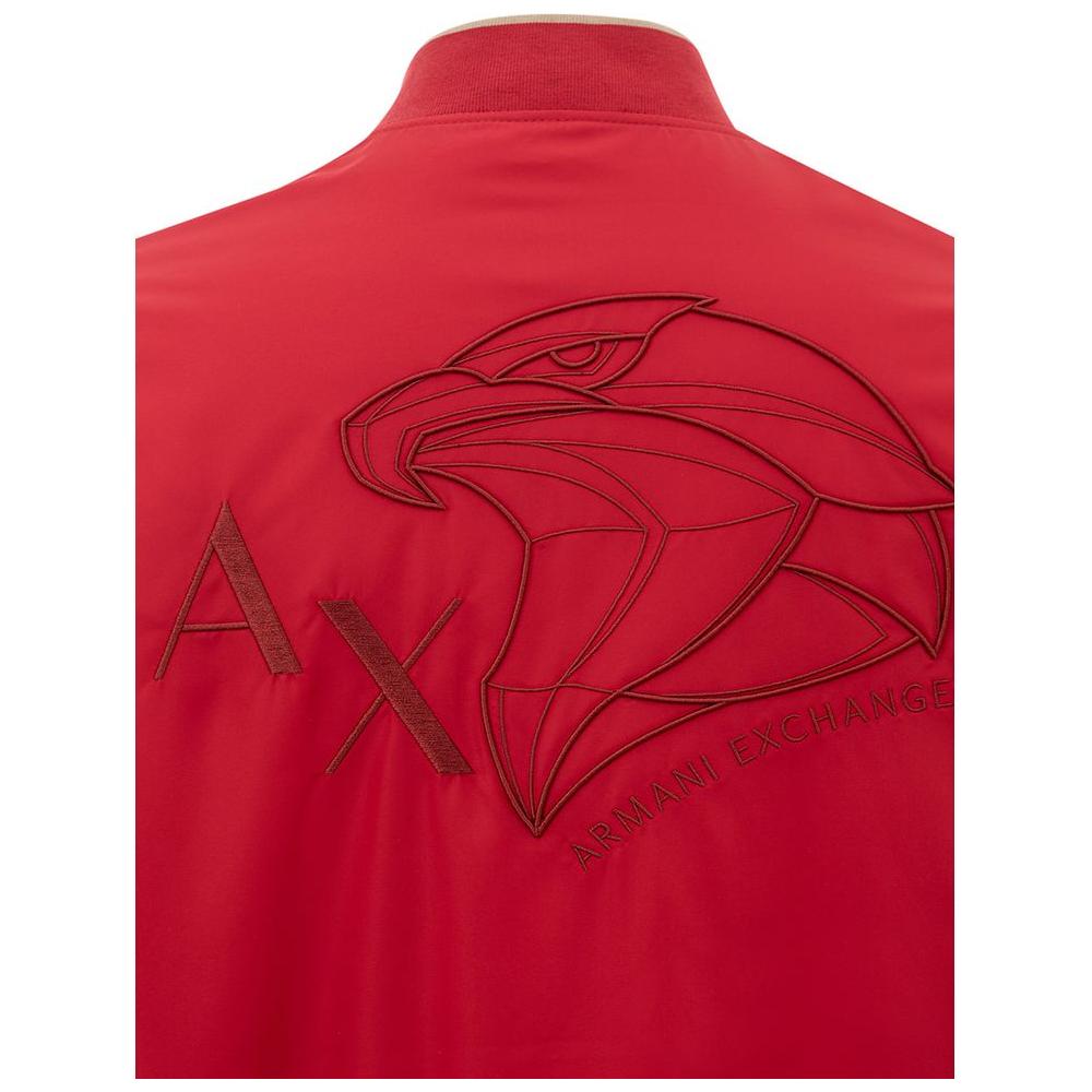 Armani Exchange Vibrant Red Polyester Jacket for Men sleek-red-polyester-jacket