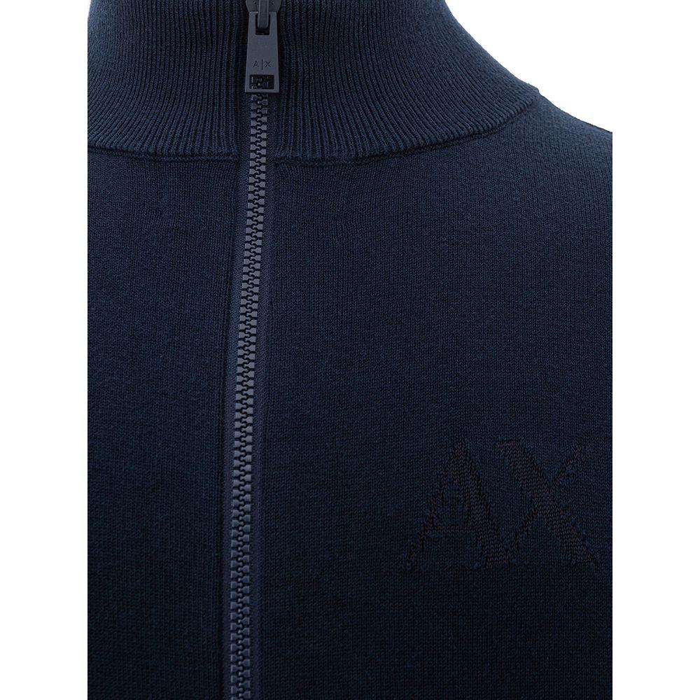 Armani Exchange Blue Cotton Sweater elegant-blue-cotton-sweater-for-men