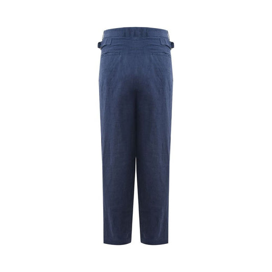 Elegant Linen Blue Trousers for Men