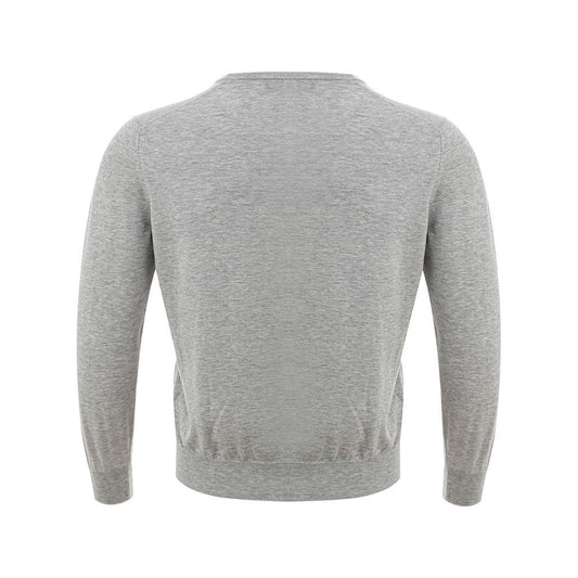 Elegant Gray Silk-Cotton Sweater