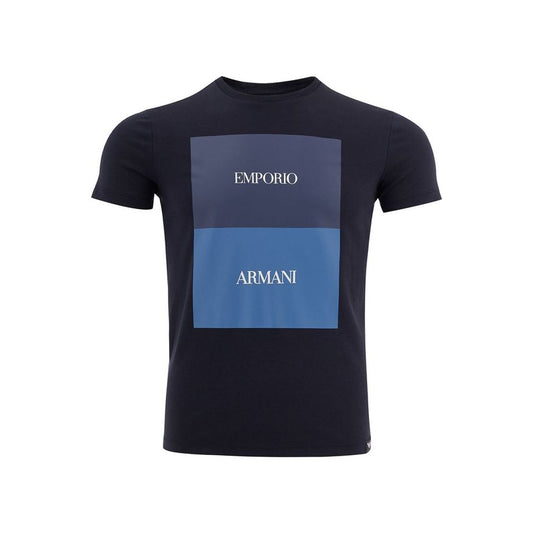 Emporio Armani Elegant Blue Cotton Tee for the Modern Man sleek-cotton-blue-tee-for-men-1