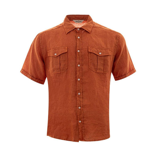 Gran Sasso Elegant Linen Brown Shirt for Men elegant-linen-brown-shirt-for-the-sophisticated-man