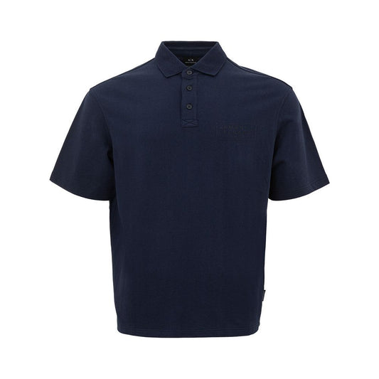 Armani Exchange Sleek Blue Cotton Polo Shirt for Men elegant-blue-cotton-polo-shirt-1