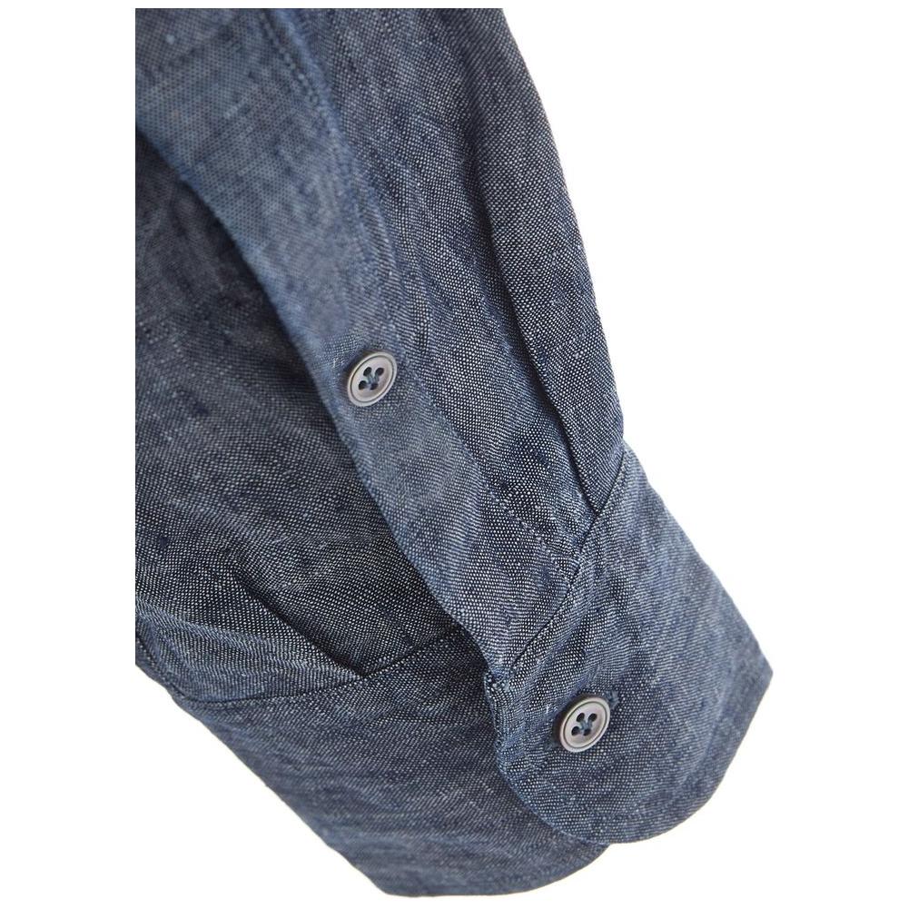 Lardini Elegant Flax Blue Shirt for Men blue-flax-shirt