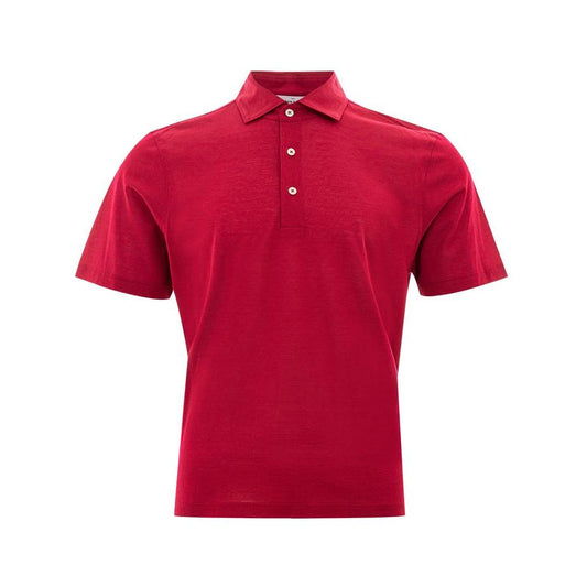 Elegant Red Cotton Polo Shirt for Men