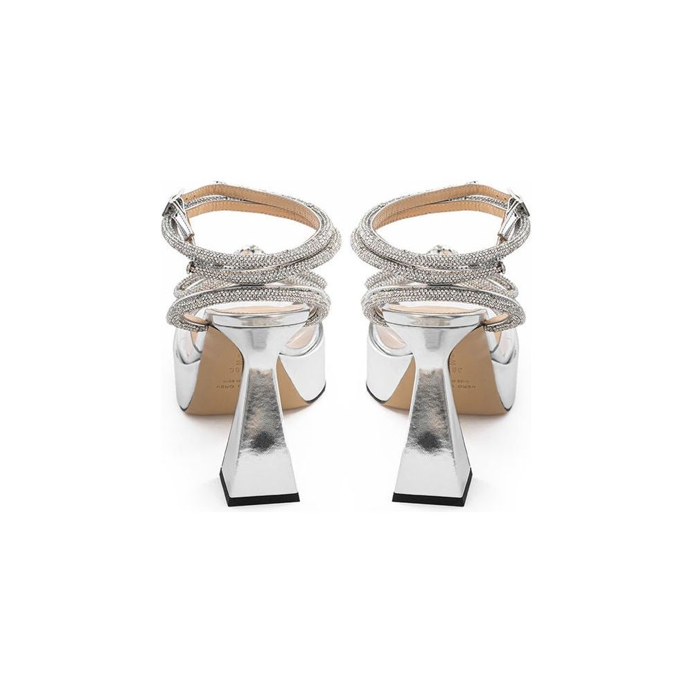MACH & MACH Elegant Silver Leather Platforms silver-leather-platform-heels