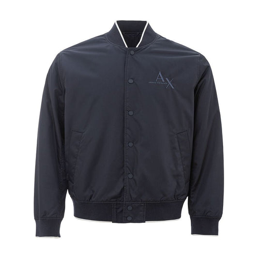 Armani Exchange Elevate Your Style in a Chic Blue Polyester Jacket elevate-your-style-in-a-chic-blue-polyester-jacket