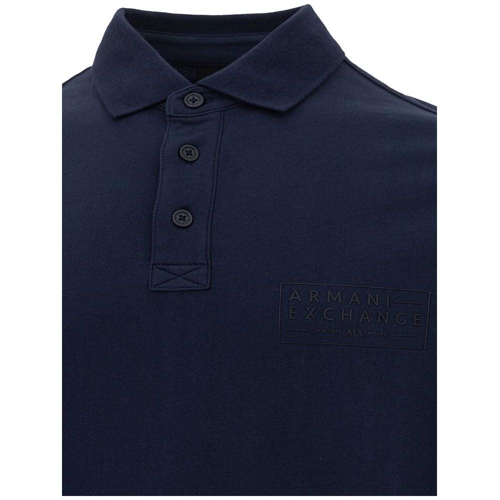 Sleek Blue Cotton Polo Shirt for Men