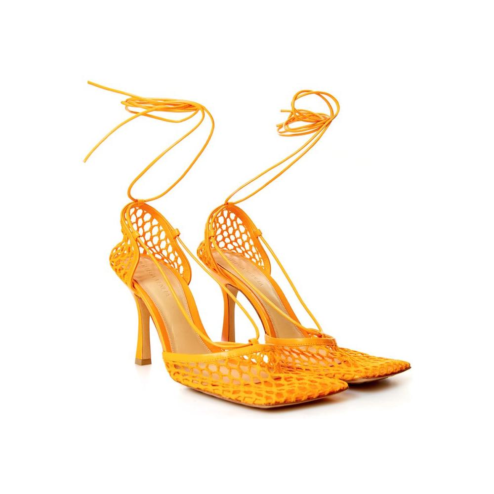 Bottega Veneta Elegant Orange Cotton Leather Sandals elegant-orange-cotton-leather-sandals