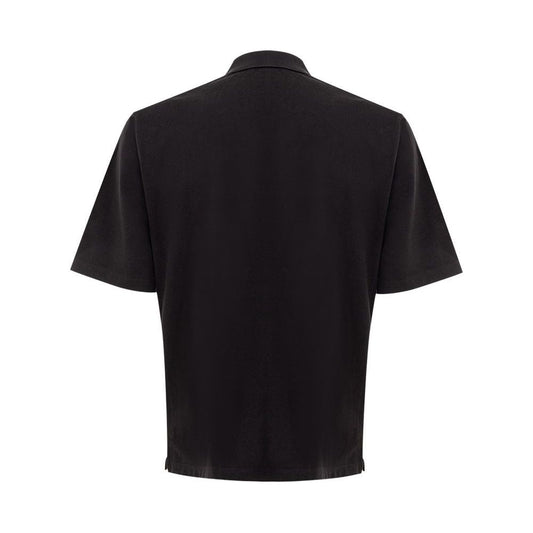 Sleek Black Cotton Polo for Modern Men