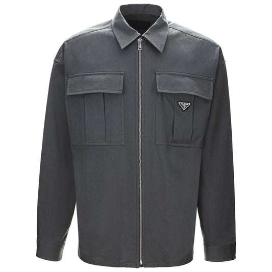 Prada Gray Cotton Shirt gray-cotton-shirt-9