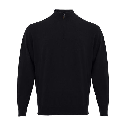 Colombo Elegant Black Cashmere Men's Sweater elegant-black-cashmere-mens-sweater