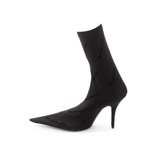 Balenciaga Elegant Black Spandex Statement Boots black-spandex-boot