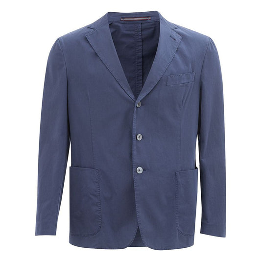 Pal Zileri Elegant Italian Blue Cotton Jacket elegant-blue-cotton-jacket-1