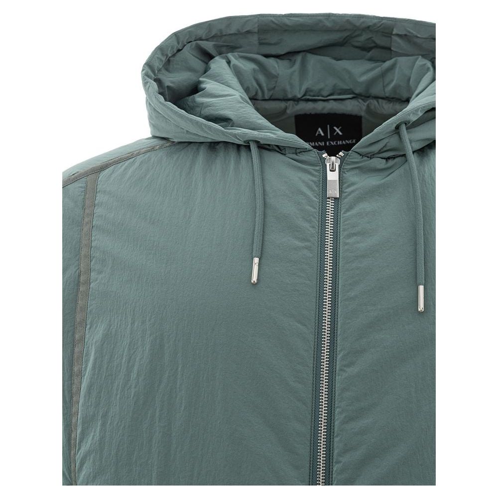 Armani Exchange Chic Green Polyamide Men's Jacket sleek-green-polyamide-jacket-for-men-1