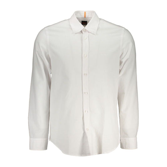 Hugo Boss | Classic White Cotton Shirt with Button-Down Collar| McRichard Designer Brands   